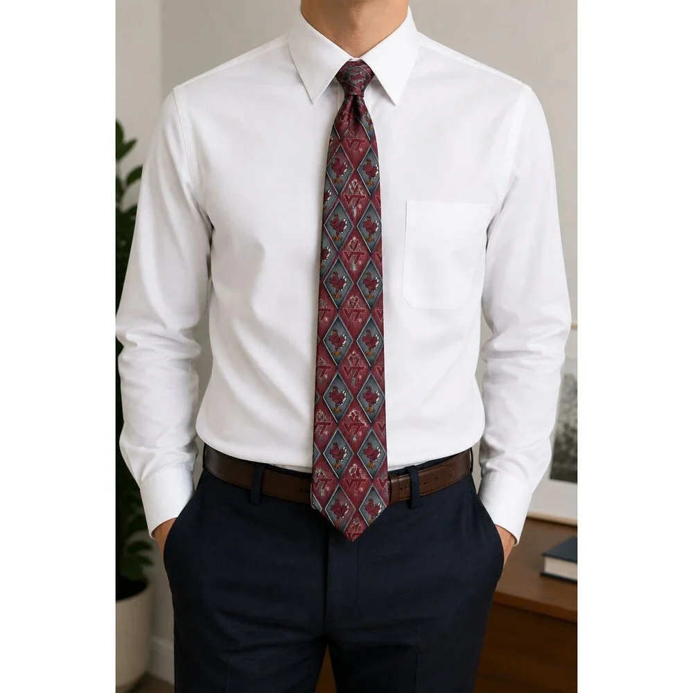 Eagle Neckwear VT Virginia Tech‎ Silk Tie Red Hokies Logo Novelty Classic